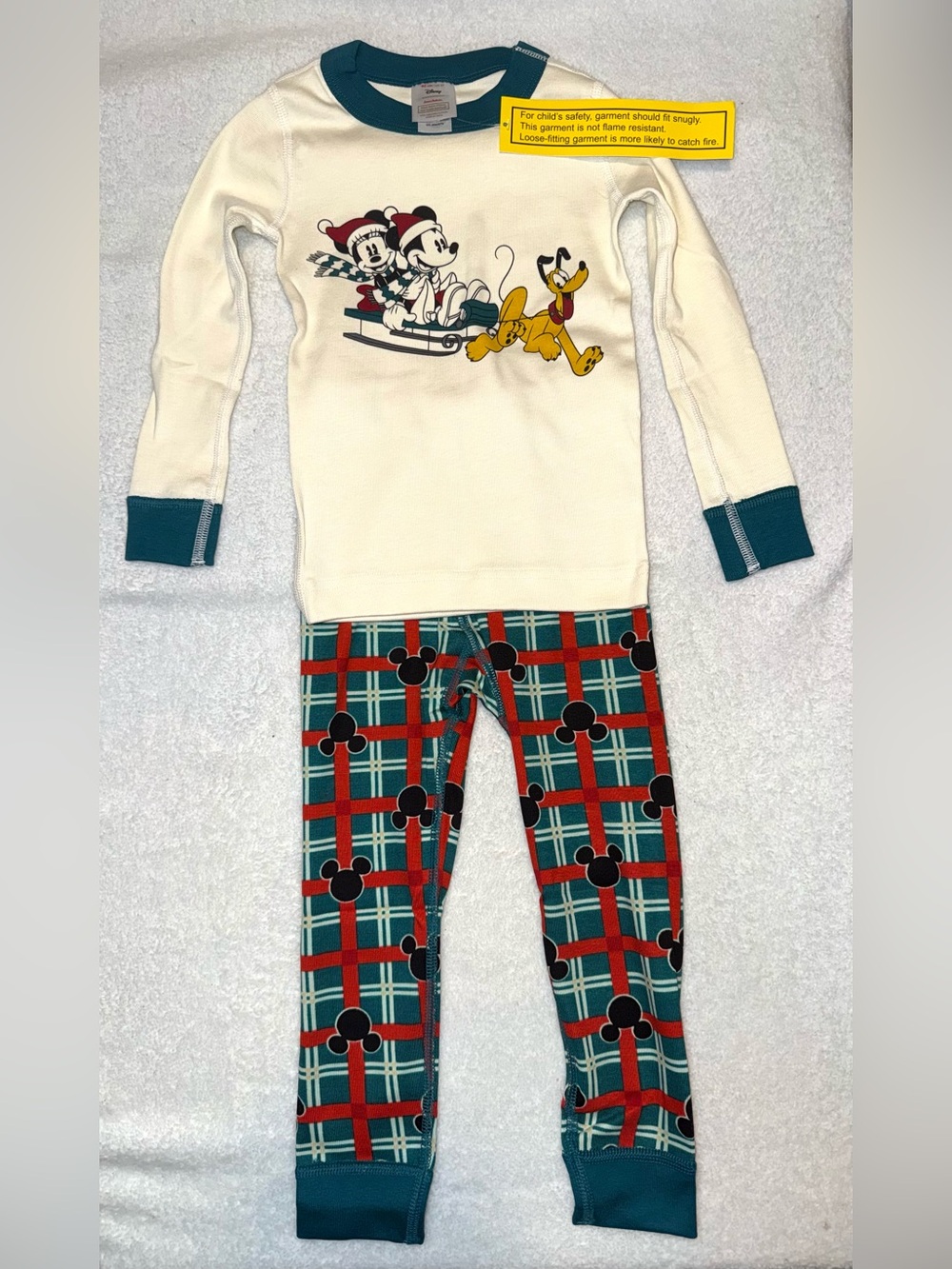 Hanna Andersson Kids Disney Mickey Mouse Holiday Long John Pajama Set, 3T, NWT